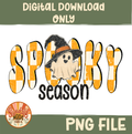 Spooky Season PNG | Orange Checkerboard Ghost Halloween Design