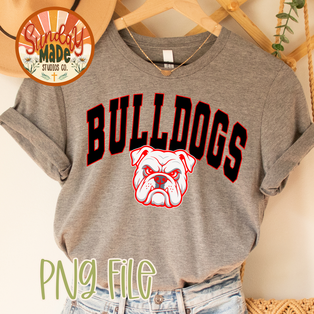 Bulldogs PNG | Red & Black Vintage Bulldog Mascot Design Bundle