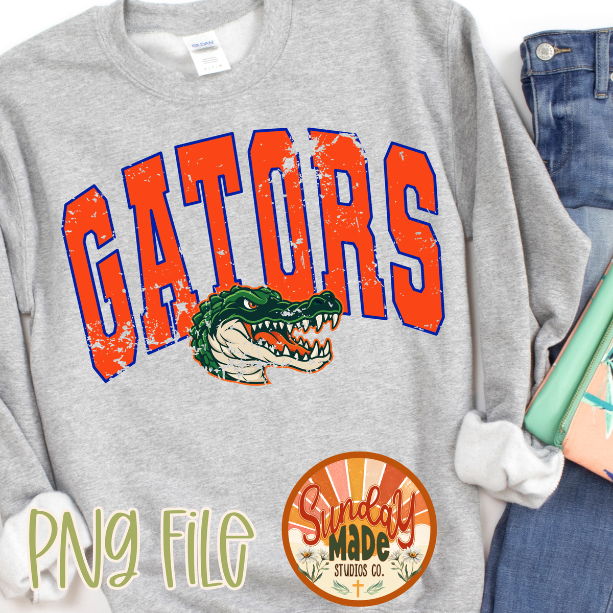 Vintage Gators PNG | Blue & Orange Gator Mascot Design