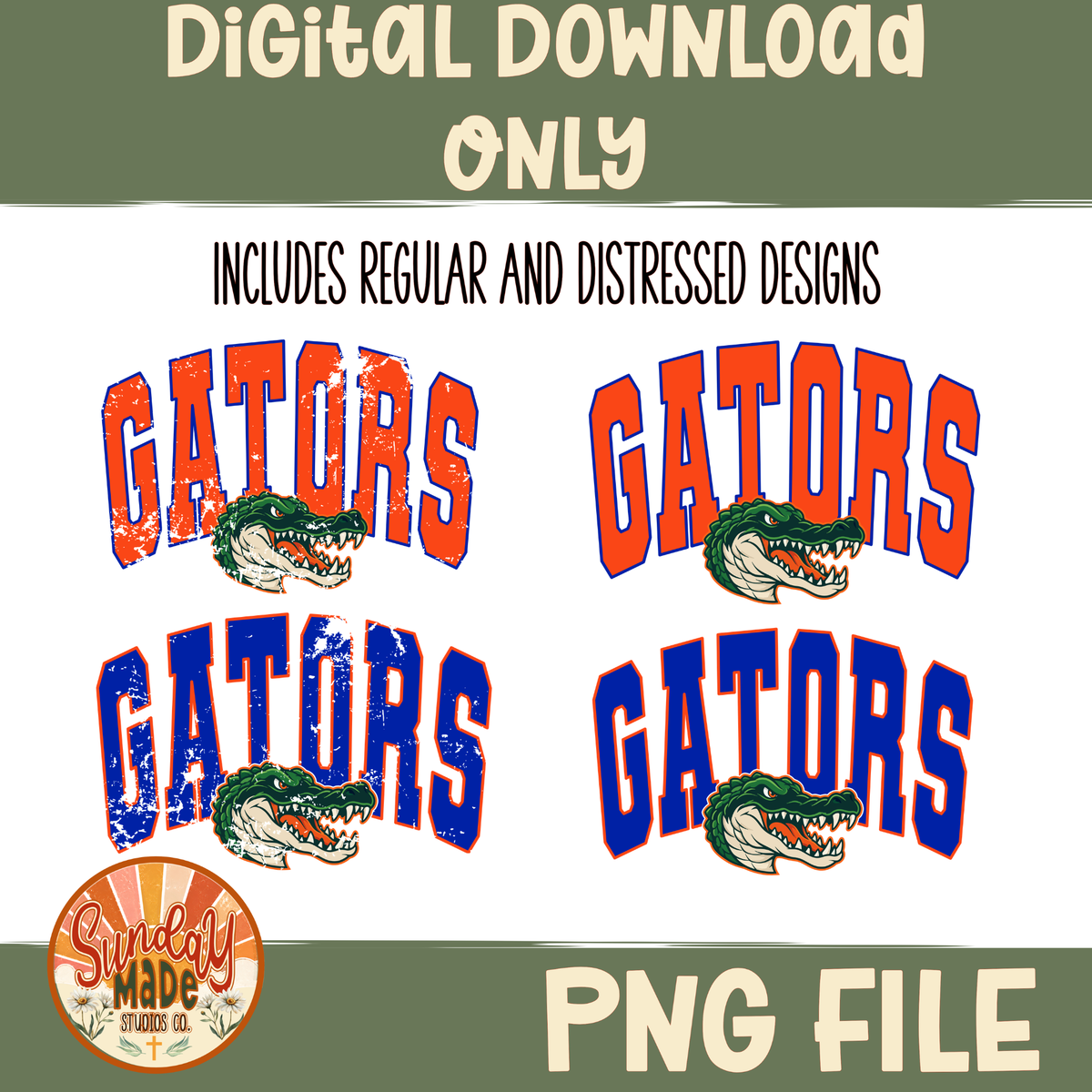 Vintage Gators PNG | Blue & Orange Gator Mascot Design