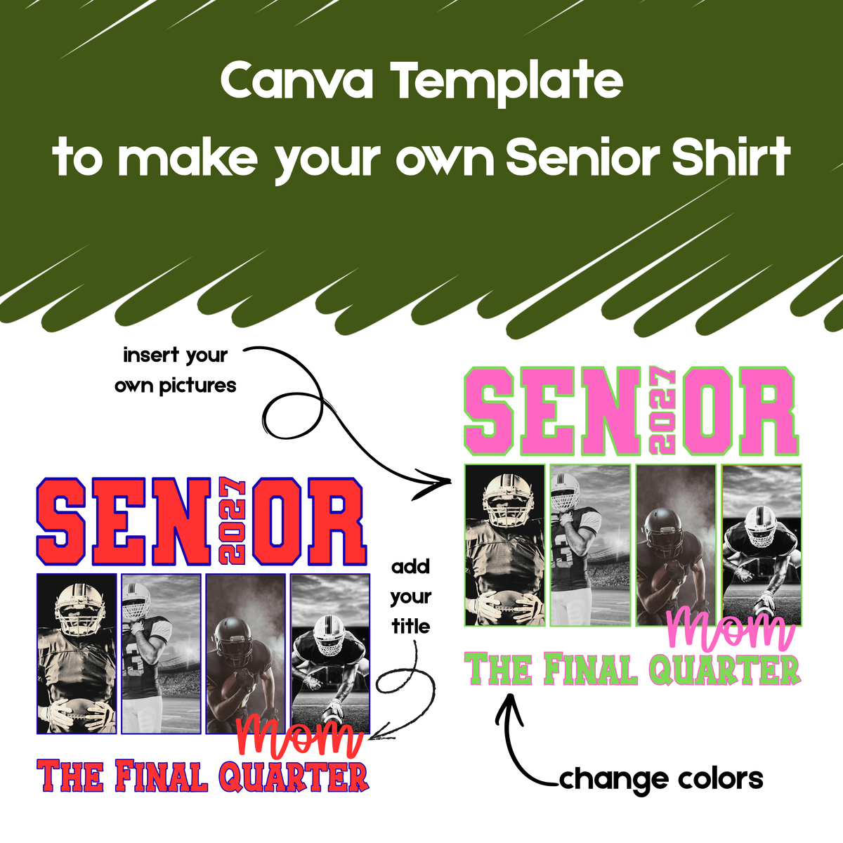 Senior Mom Shirt Template | Editable Canva Senior Sports Photo Design