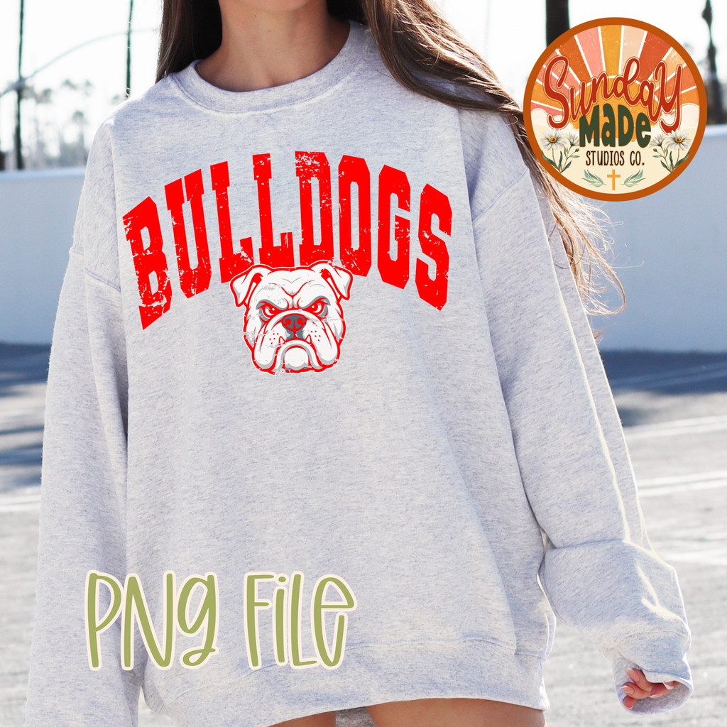 Bulldogs PNG | Red & Black Vintage Bulldog Mascot Design Bundle