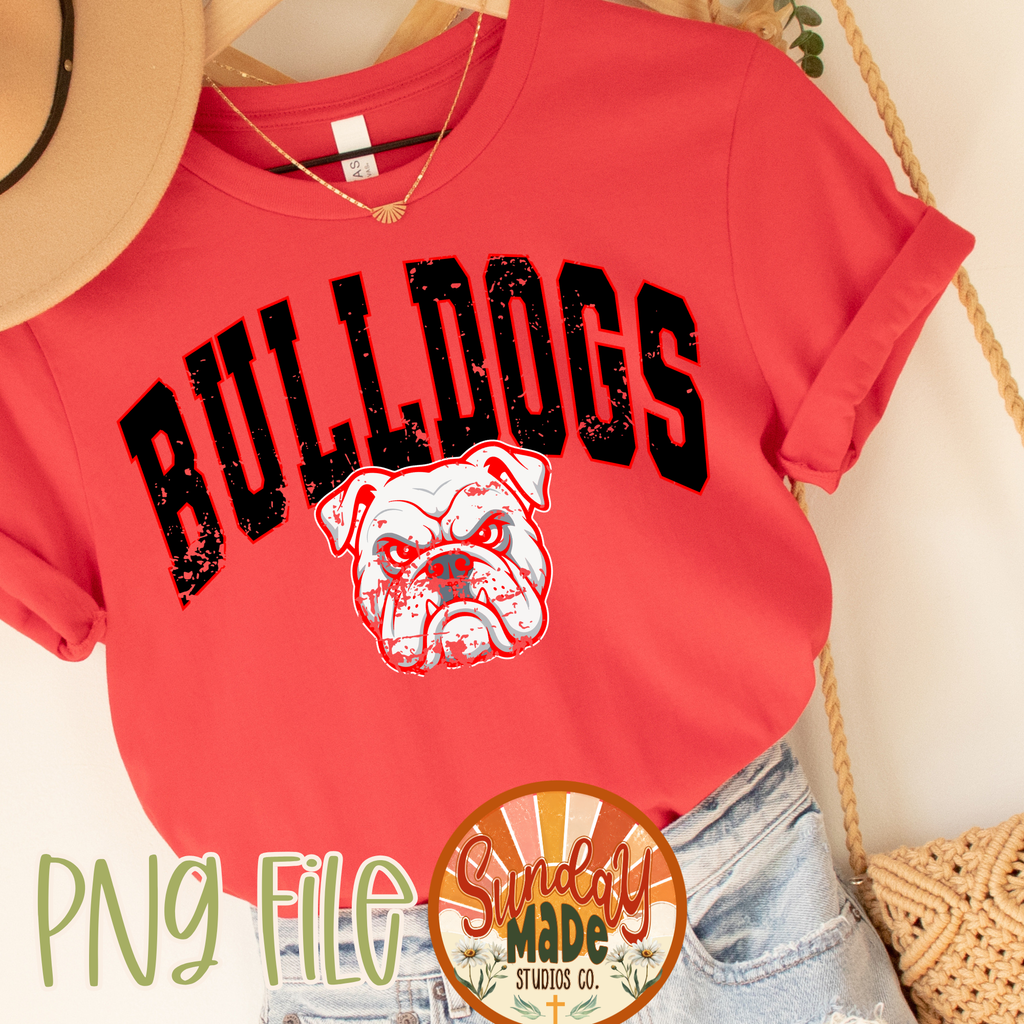 Bulldogs PNG | Red & Black Vintage Bulldog Mascot Design Bundle