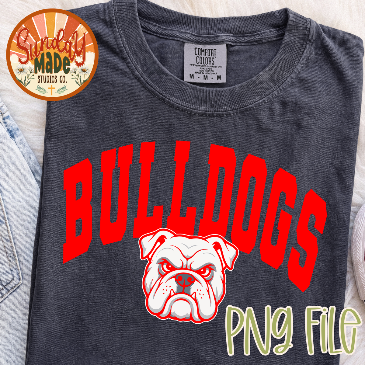 Bulldogs PNG | Red & Black Vintage Bulldog Mascot Design Bundle