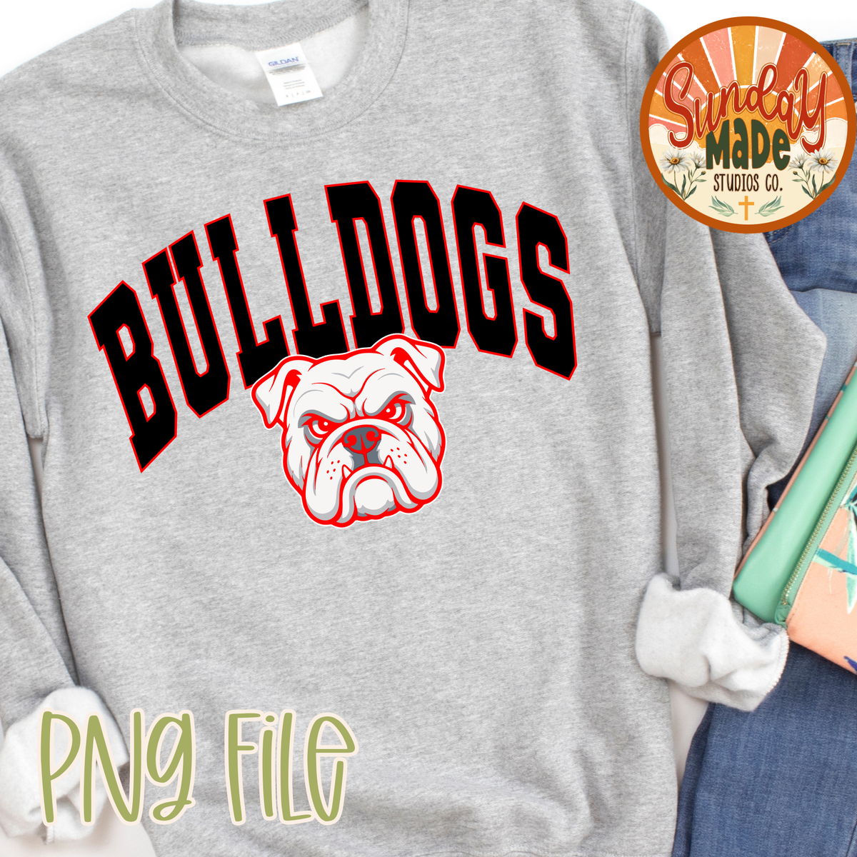 Bulldogs PNG | Red & Black Vintage Bulldog Mascot Design Bundle