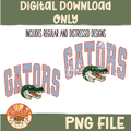 Vintage Gators PNG | Blue & Orange Checkered Gator Mascot Design