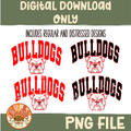 Bulldogs PNG | Red & Black Vintage Bulldog Mascot Design Bundle