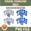 Tigers PNG | Blue & Gray Vintage Tiger Mascot Design